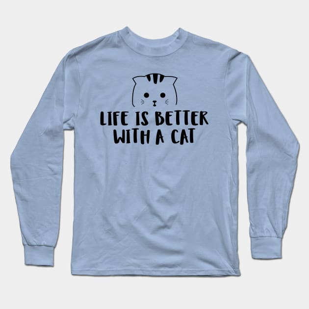 Lie if Better with a Cat - Black Long Sleeve T-Shirt by quotysalad